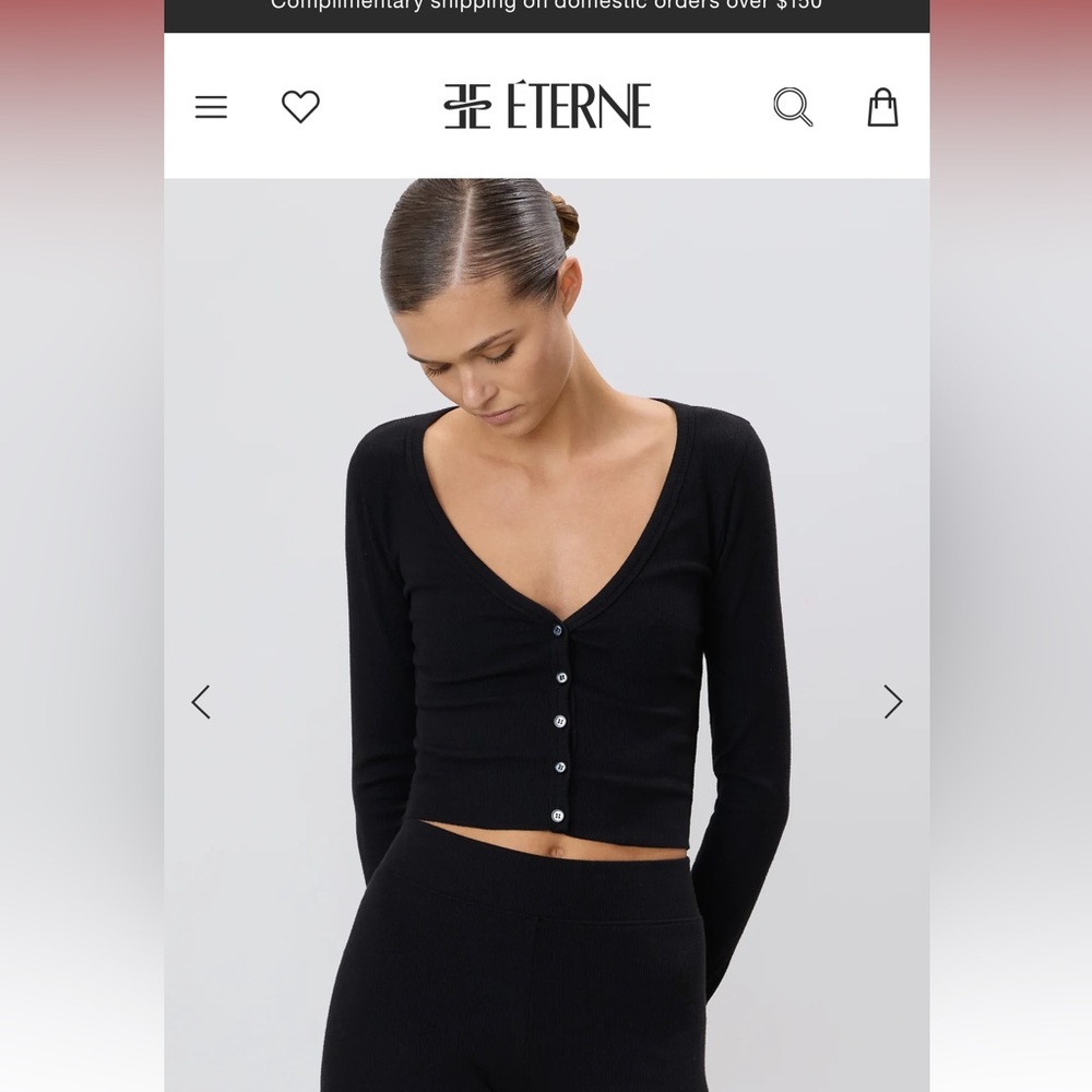 ETERNE moss ribbed crop cardigan